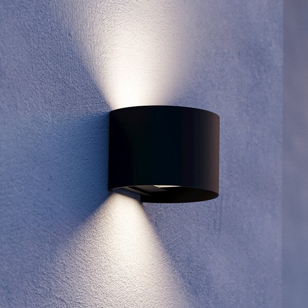 EGLO Lampă de perete exterioară cu LED Calpino 3, negru, lățime 14 cm, 2 becuri, Negru, Aluminiu, Modern