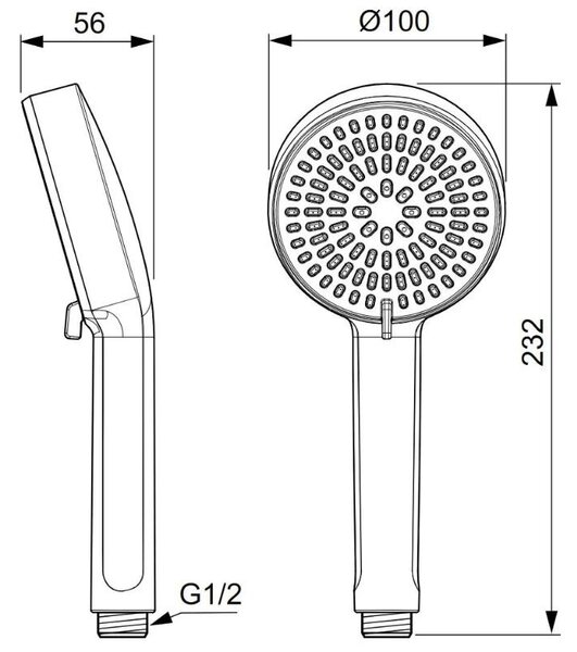 Pară de duș Ideal Standard Idealrain Alu+, 2 jeturi, 10 cm, crom