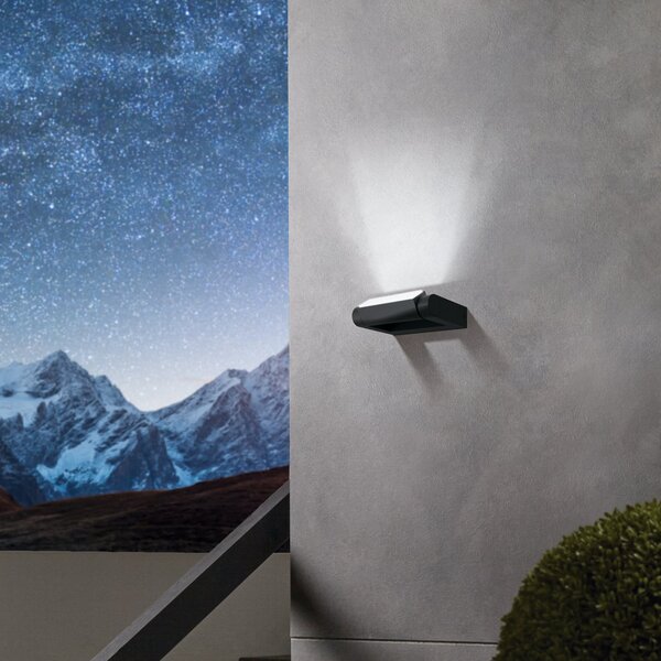 EGLO Lampă LED de exterior Brianza, negru, lățime 20 cm, metal, Negru, Aluminiu, Modern