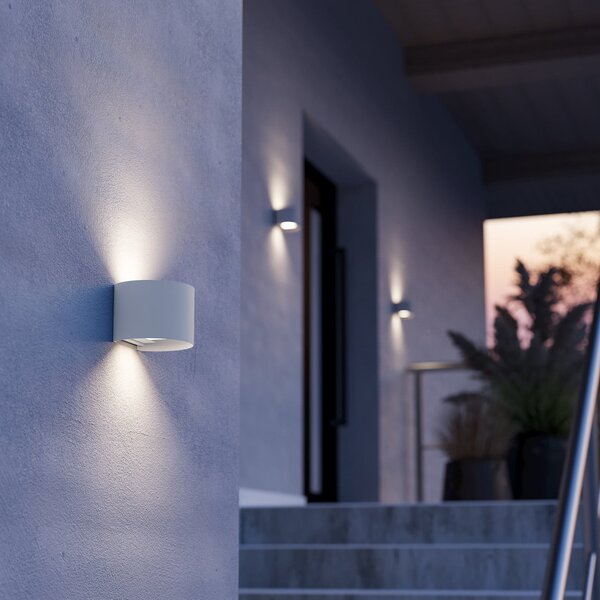 EGLO Lampă LED de exterior Calpino 3, albă, lățime 14 cm, cu 2 becuri, Alb, Aluminiu, Modern