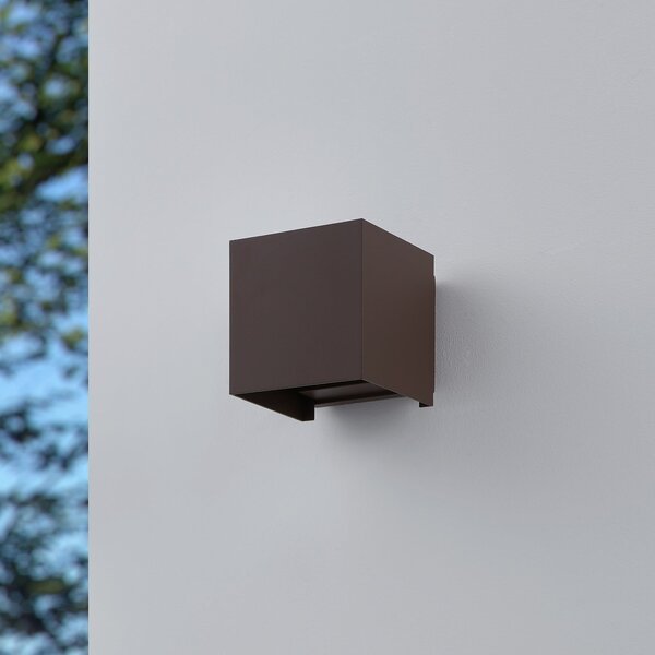 EGLO Lampă de perete exterioară cu LED Calpino 3, culoare ruginiu, lățime 10 cm,, Maro / Rugină, Aluminiu, Modern, Perete unghiular