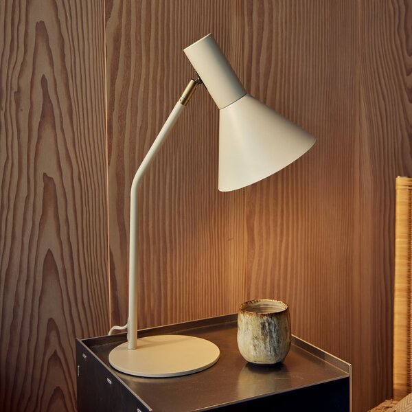 FRANDSEN Lampa de masă Lyss, bej, metal, înălțime 50 cm, E27, Bej, Camera de zi / sufragerie, Metal, Design