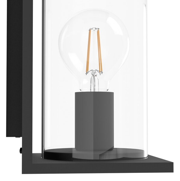 EGLO Lampă de exterior Cascinetta, lățime 17 cm, negru, metal, Negru, Metal, Modern, Perete unghiular