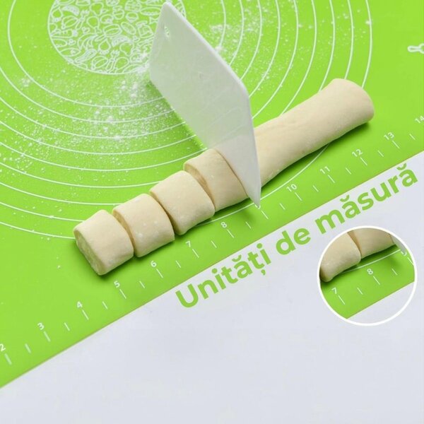 Plansa modelatoare din silicon pentru masurat, rulat sau framantat aluat de patiserie, cofetarie, brutarie, 50 x 40 cm, verde