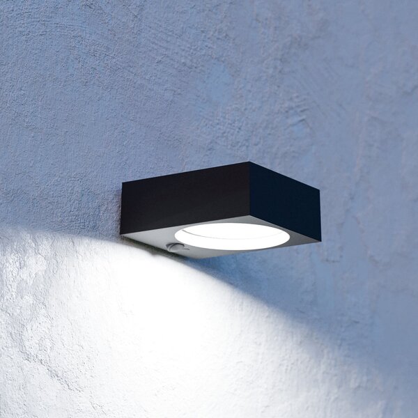 EGLO Lampa solară cu LED pentru exterior Darfano, negru, lățime 14 cm, reglabil, Negru, Plastic, Modern, Perete unghiular