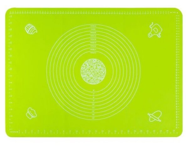 Plansa modelatoare din silicon pentru masurat, rulat sau framantat aluat de patiserie, cofetarie, brutarie, 50 x 40 cm, verde