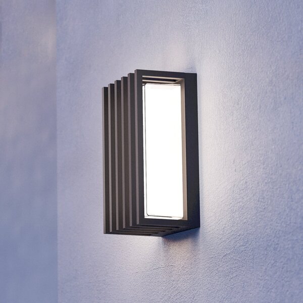 EGLO Lampă LED de exterior Genovese, negru, înălțime 24 cm, cu senzor, Negru, Aluminiu, Modern