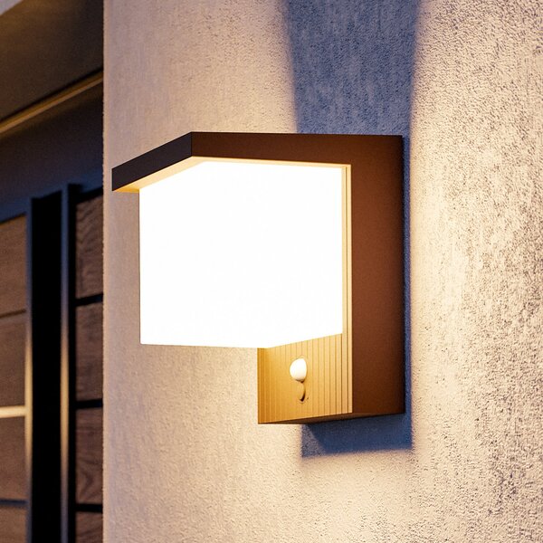 EGLO Lampă solară de perete cu LED Frigento, culoare ruginiu, înălțime 15 cm, senzor, Maro / Rugină, Aluminiu, Modern