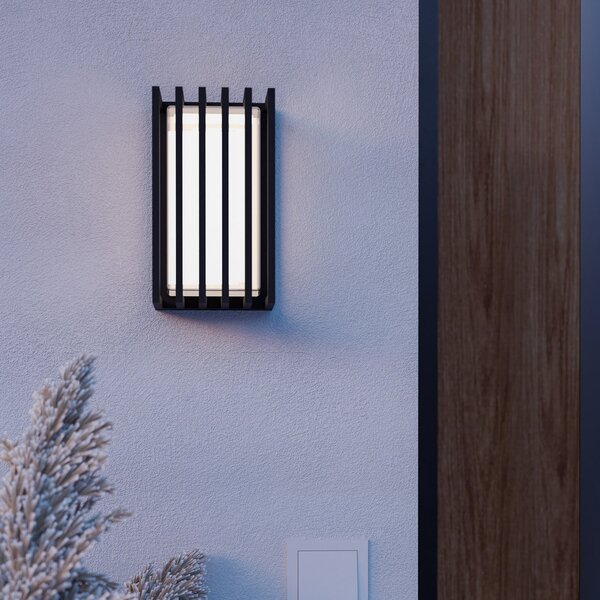 EGLO Lampă de perete pentru exterior cu LED Genovese, negru, înălțime 24 cm, metal, Negru, Aluminiu, Modern