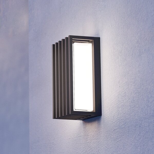 EGLO Lampă de perete pentru exterior cu LED Genovese, negru, înălțime 24 cm, metal, Negru, Aluminiu, Modern