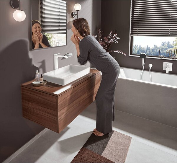 Baterie cada - dus, Hansgrohe, Vivenis, incastrabila, alb mat