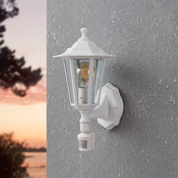 EGLO Lampă de exterior Laterna 5, albă, înălțime 36 cm, metal, senzor, Alb, Aluminiu, Antichitate