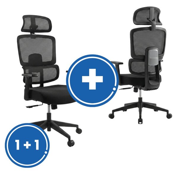 Scaun de birou Meglio 1 + 1 GRATUIT, negru