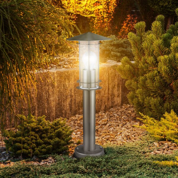 EGLO Lampă cu soclu Lisio, culoare oțel inoxidabil, înălțime 50 cm, inoxidabil, Metalic, Sticlă