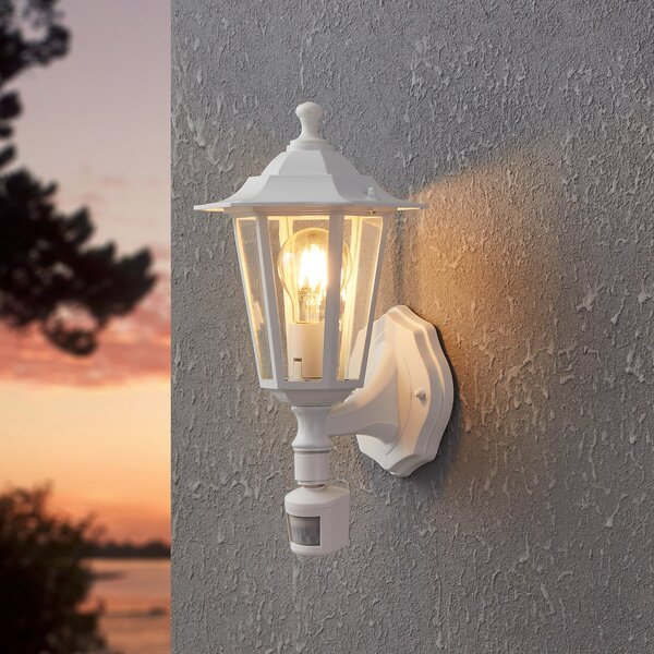 EGLO Lampă de exterior Laterna 5, albă, înălțime 36 cm, metal, senzor, Alb, Aluminiu, Antichitate