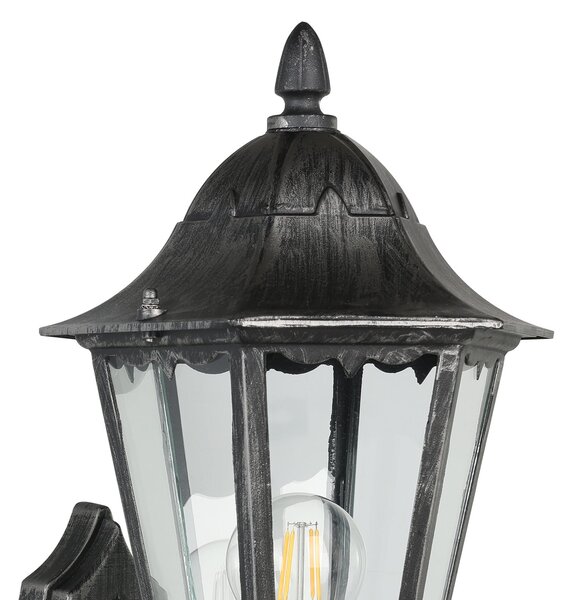 EGLO Lampă de exterior Navedo, negru/argintiu, înălțime 42 cm, senzor, Negru, Aluminiu, Antichitate