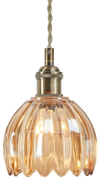 Markslöjd Lampă suspendată Gota, alamă veche/chihlimbar, sticlă, Ø 13 cm, ștecher, Bronz / Alamă Veche, Camera de zi / sufragerie, Sticlă