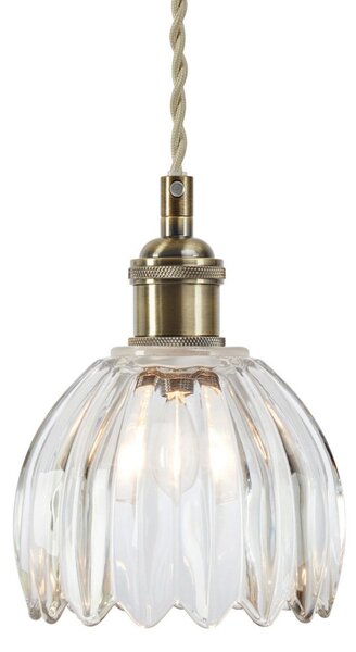 Markslöjd Lampă suspendată Gota, alamă veche/transparentă, sticlă, Ø 13 cm, ștecher, Bronz / Alamă Veche, Camera de zi / sufragerie, Sticlă