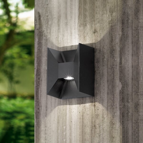 EGLO Lampă de perete pentru exterior cu LED Morino, negru, înălțime 18 cm, metal, Negru, Aluminiu, Modern