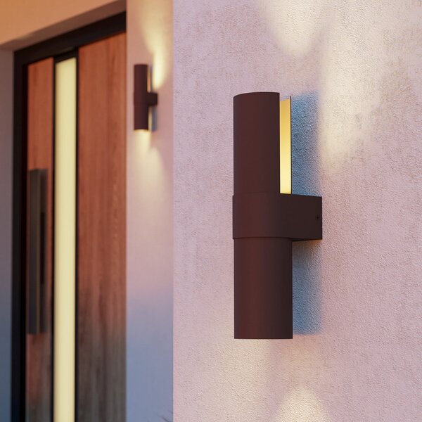 EGLO Lampă de perete exterioară cu LED Montelauro, culoare ruginiu, înălțime 32 cm,, Maro / Rugină, Aluminiu, Modern