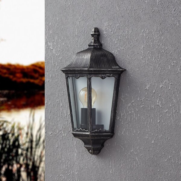 EGLO Lampă de exterior Navedo, negru/argintiu, înălțime 43 cm, montare la nivel, Negru, Aluminiu, Antichitate