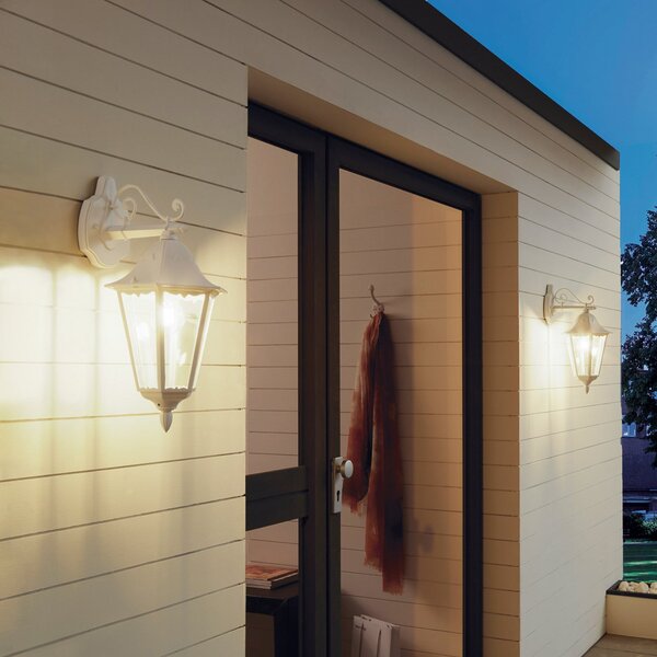 EGLO Lampă de exterior Navedo, albă, înălțime 47 cm, metal, cu lumină orientată în, Alb, Aluminiu, Antichitate