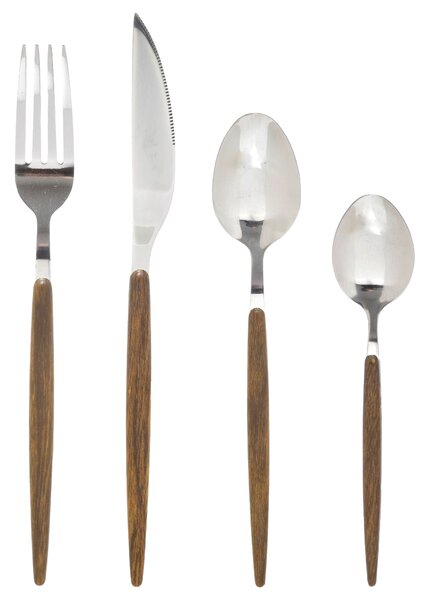 Set de tacâmuri AMAZONIE, 24 de elemente, cu mâner din lemn