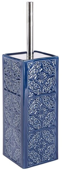 Recipient pentru perie CORDOBA DARK BLUE + perie WC, WENKO, albastru
