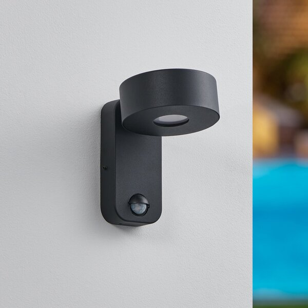 EGLO Lampă LED de exterior Palosco, negru, înălțime 17 cm, metal, senzor, Negru, Metal, Modern