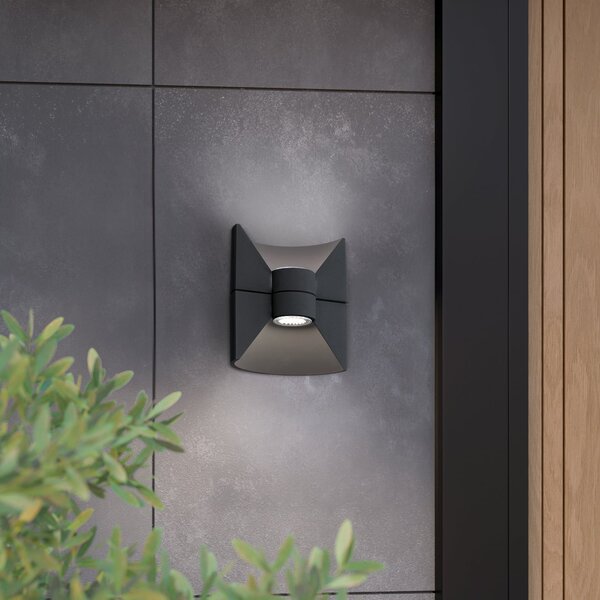 EGLO Lampă de exterior cu LED Redondo, antracit, înălțime 17 cm, 2 becuri, Gri, Aluminiu, Modern
