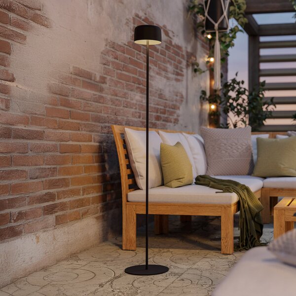 EGLO Lampă solară cu LED pentru terasă Roccanova-L, negru, înălțime 120 cm, Negru, Metal, Modern