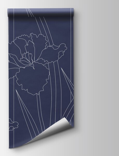 Fototapet Motiv floral albastru și alb, Fototapet flori, Fototapet populare, t00820v1 - Tapeko.ro