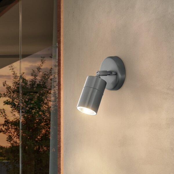 EGLO Proiector exterior Stockholm, culoare oțel, adâncime de proiecție 10 cm, Gri, Oțel inoxidabil, Modern