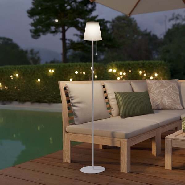 EGLO Lampă solară cu LED pentru terasă Scordiano-L, albă, înălțime 120 cm, Alb, Metal, Modern