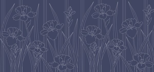 Fototapet Motiv floral albastru și alb, Fototapet flori, Fototapet populare, t00820v1 - Tapeko.ro