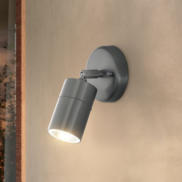 EGLO Proiector exterior Stockholm, culoare oțel, adâncime de proiecție 10 cm, Gri, Oțel inoxidabil, Modern