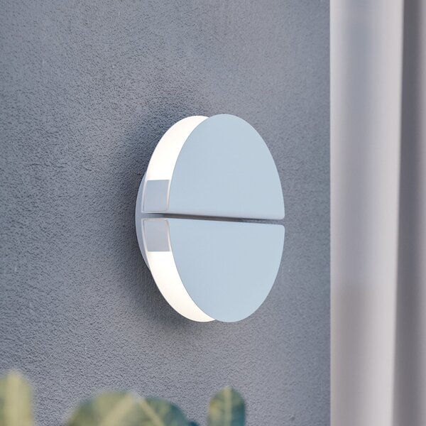 EGLO Lampă de perete exterioară cu LED Vascella, albă, Ø 18 cm, metal, Alb, Oțel inoxidabil, Modern