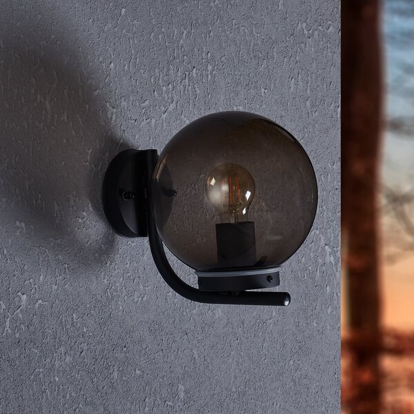 EGLO Lampă de exterior Taverna, negru/maro, adâncime 27 cm, reglabil, Negru, Metal, glob