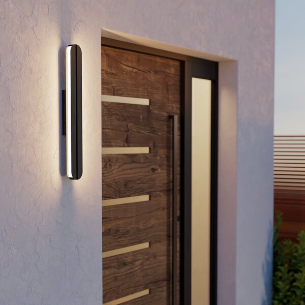 EGLO Lampă de perete exterioară cu LED Vascella, negru, lățime 60 cm, metal, Negru, Oțel inoxidabil, Modern