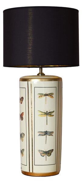 PR Home Lampa de masă Lucca, negru, înălțime 67 cm, țesătură din in, ceramică, Negru, Camera de zi / sufragerie, Țesătură / Textil, Vintage