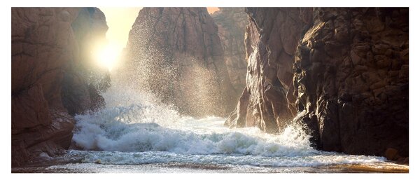 Tablou - Stânci și valuri ale oceanului (120x50 cm)