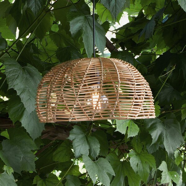 PR Home Lampă suspendată pentru exterior Mayla, ratan natural, Ø 43 cm, priză IP44, Lemn, Lemn