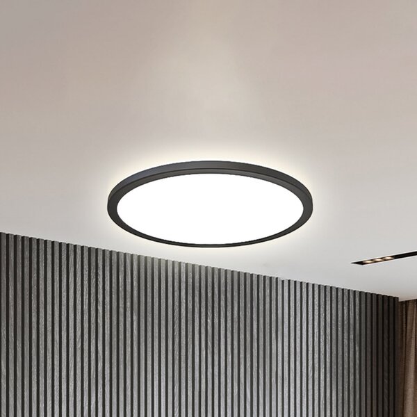 B.K. Licht Panou LED Slim telecomandă RGBW, Ø 42 cm, negru, iluminare din spate, reglabil, Negru, Studiu / Birou, Plastic