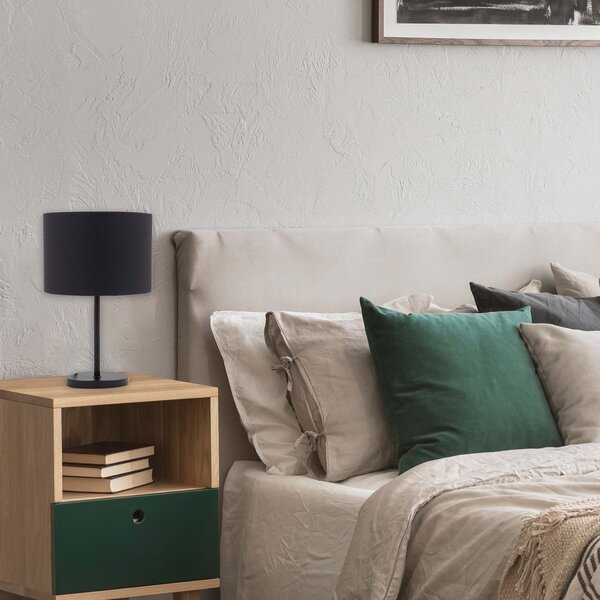 B.K. Licht Lampa de masă Kari, negru/auriu, înălțime 33 cm, textil, E27, Negru, Camera de zi / sufragerie, Țesătură / Textil, Modern