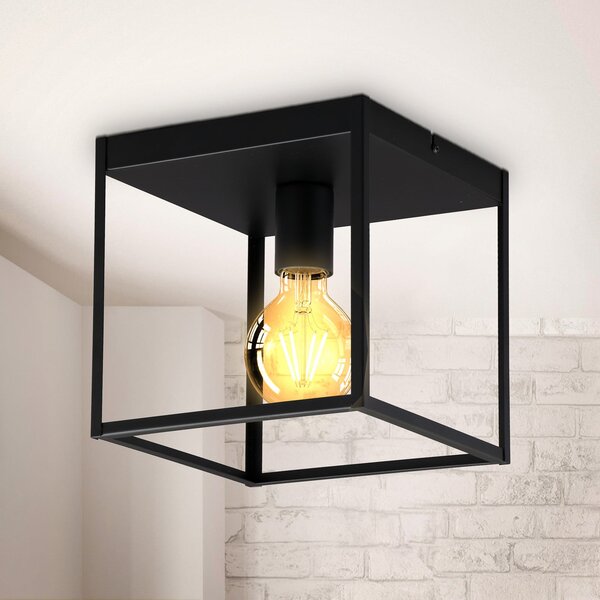 B.K. Licht Plafonieră Indu, negru, unghiulară, 1 bec, E27, reglabil, Negru, Hol, Metal, Modern