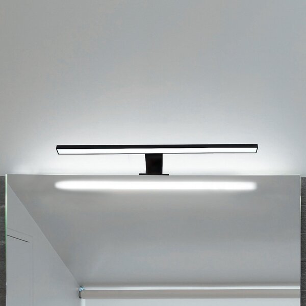 B.K. Licht Lampă LED cu oglindă Bill, lățime 60 cm, negru, metal, 4.000 K, Negru, Baie, Metal, Modern
