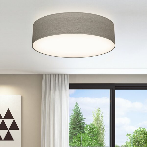 B.K. Licht Plafonieră Litora, gri-maro, Ø 38 cm, textil, E27, reglabil, Maro / Rugină, Camera de zi / sufragerie, Țesătură / Textil