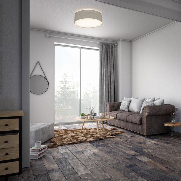 B.K. Licht Plafonieră Litora, gri-maro, Ø 30 cm, textil, E27, reglabil, Maro / Rugină, Camera de zi / sufragerie, Țesătură / Textil
