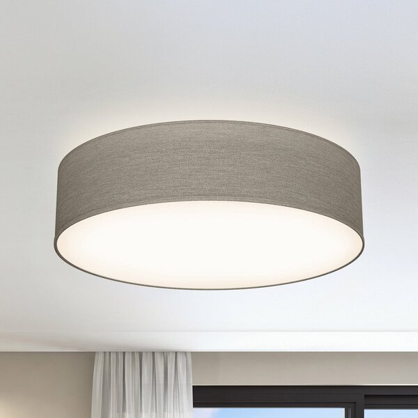 B.K. Licht Plafonieră Litora, gri-maro, Ø 38 cm, textil, E27, reglabil, Maro / Rugină, Camera de zi / sufragerie, Țesătură / Textil