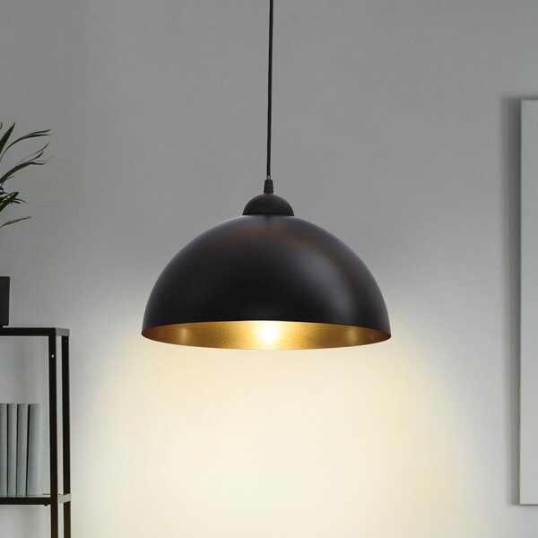 B.K. Licht Set de 2 lampe suspendate Goldi, negru/auriu, Ø 30 cm, metal, E27, reglabil, Negru, Camera de zi / sufragerie